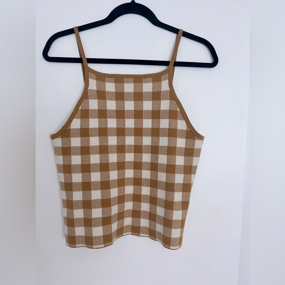 Madewell Yellow Plaid Knit Tank